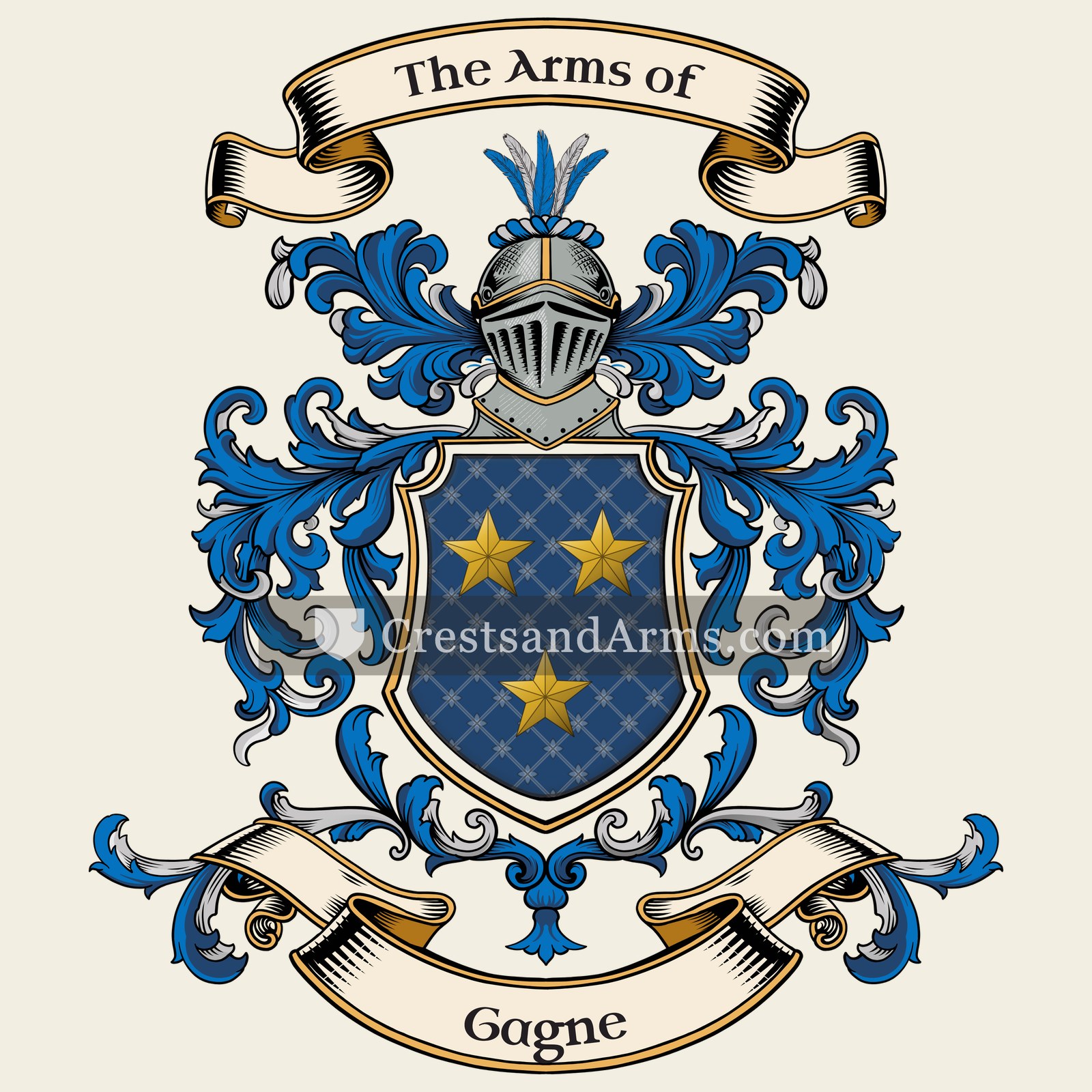 The Gagne coat of arms, drawn from the recorded blazon