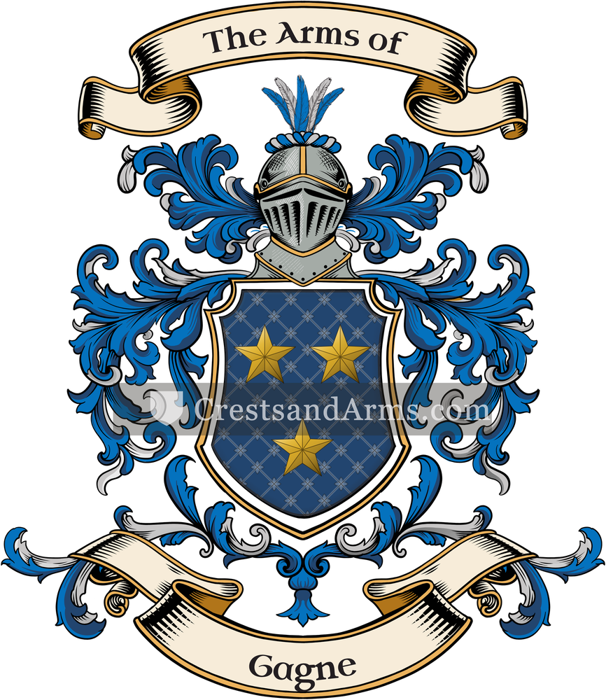 The Gagne coat of arms, drawn from the recorded blazon