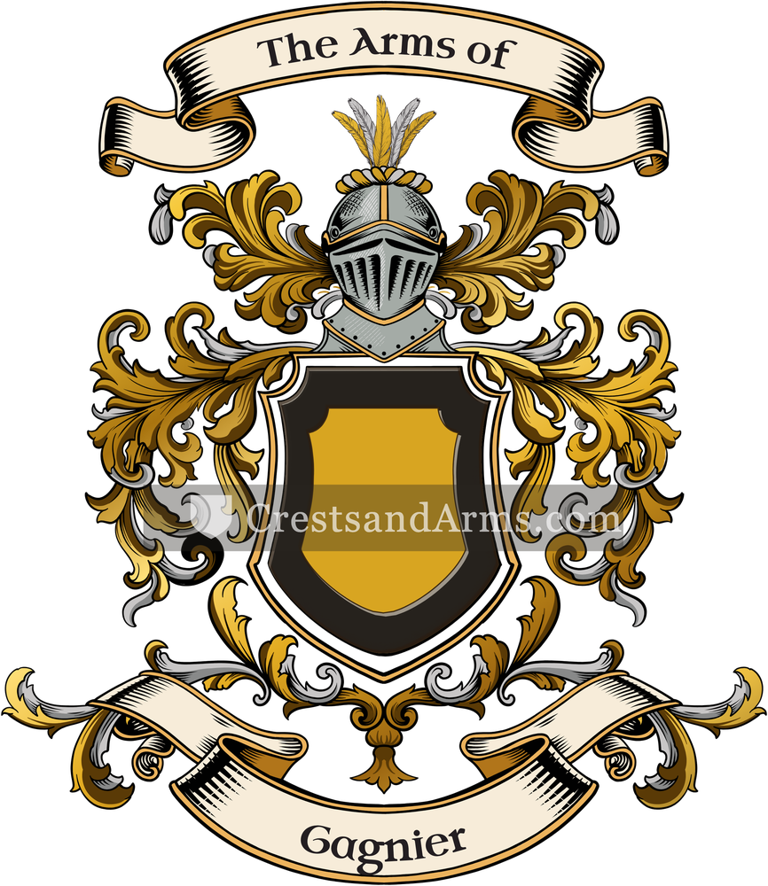 The Gagnier coat of arms, drawn from the recorded blazon