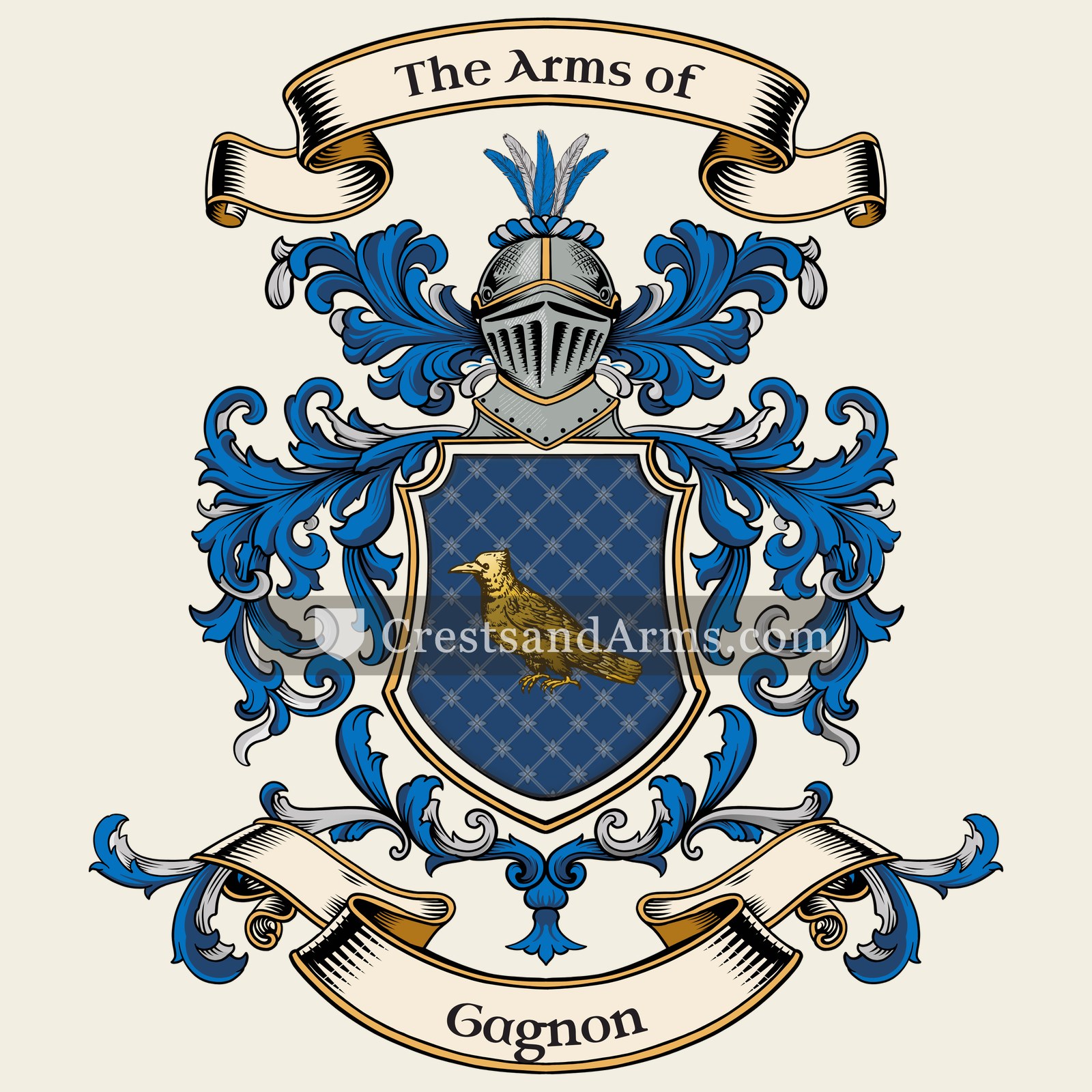 The Gagnon coat of arms, drawn from the recorded blazon