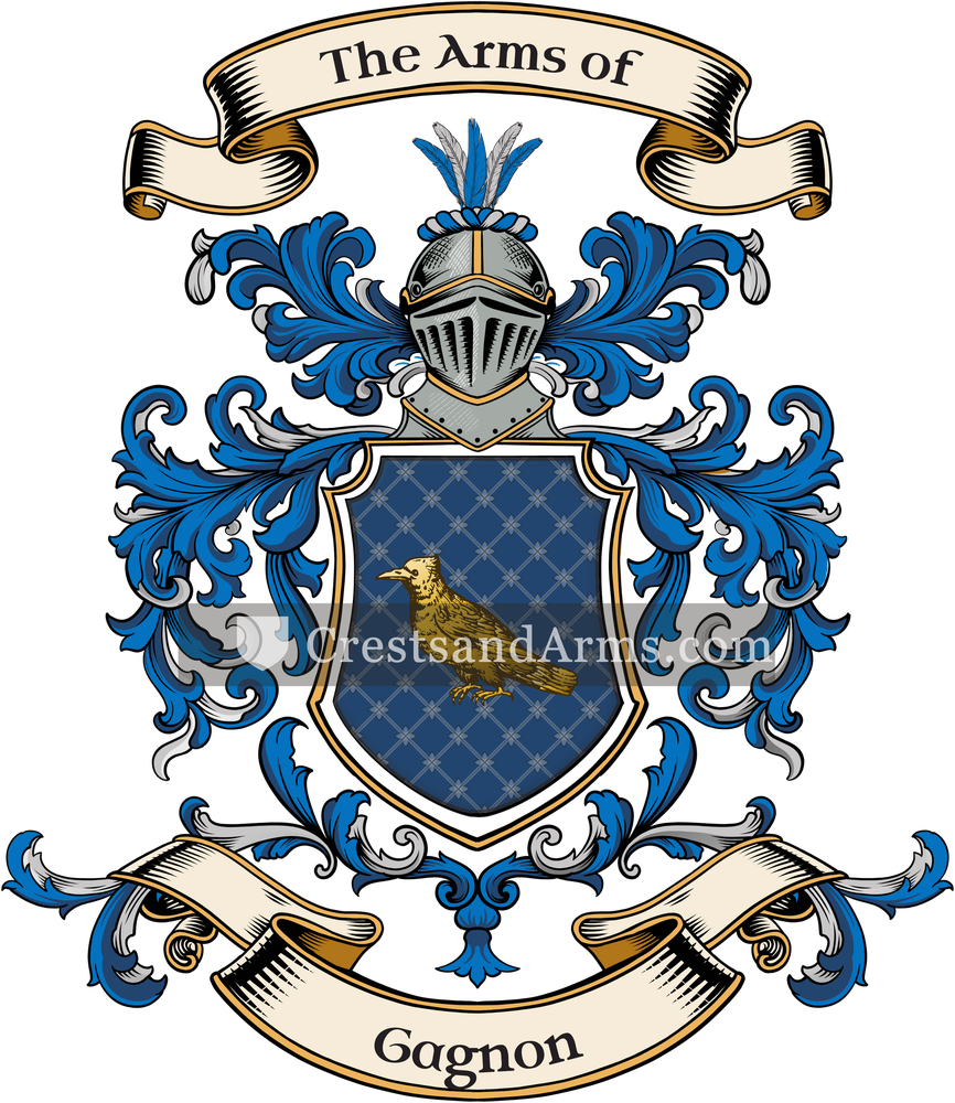 The Gagnon coat of arms, drawn from the recorded blazon