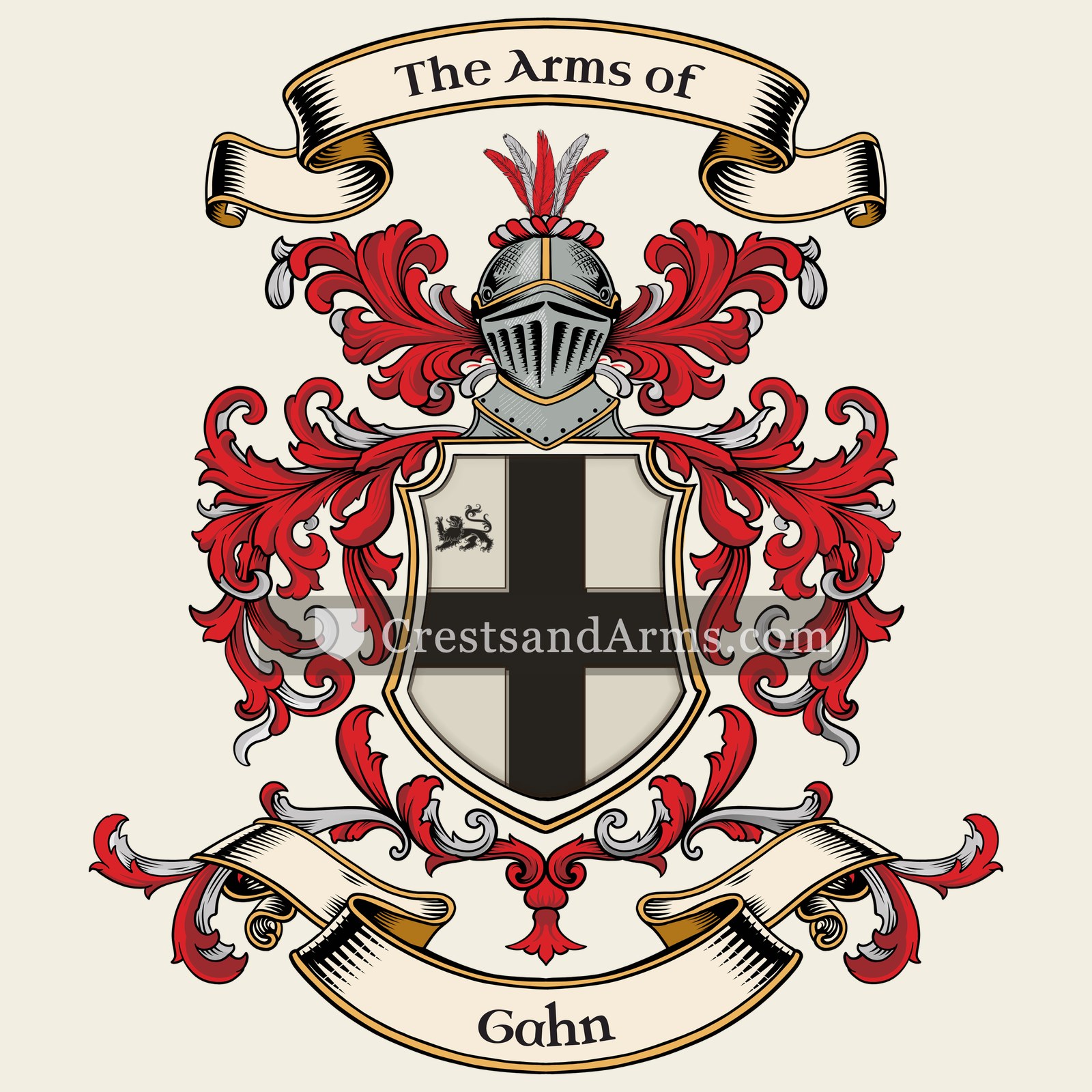 The Gahn coat of arms, drawn from the recorded blazon