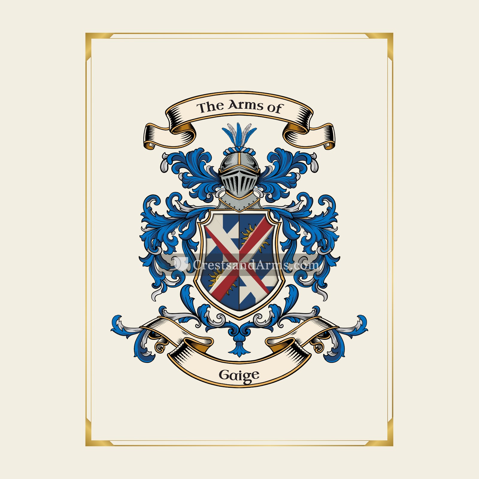 With gold border