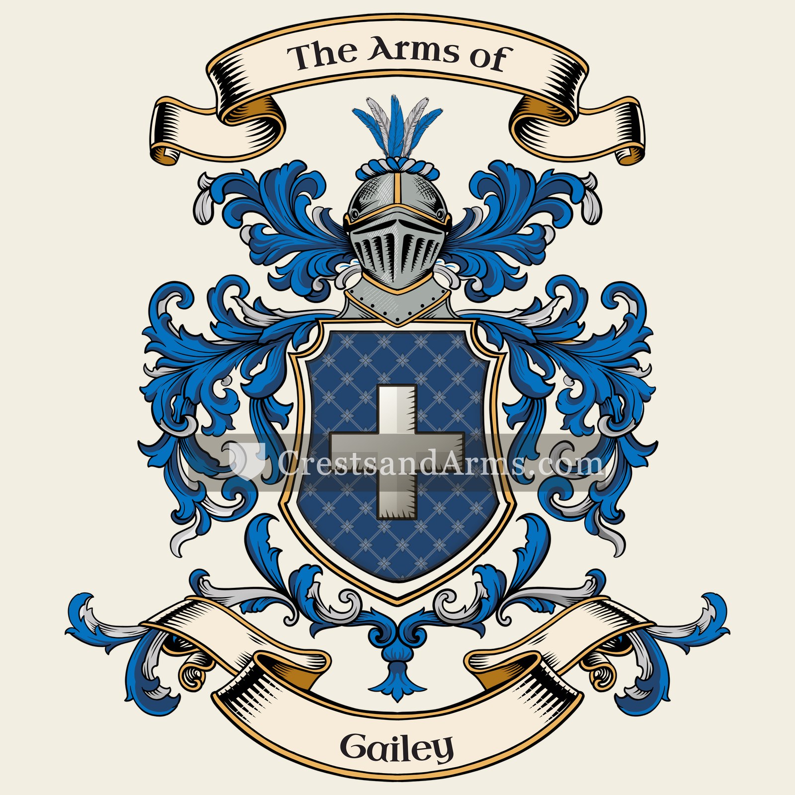 The Gailey coat of arms, drawn from the recorded blazon