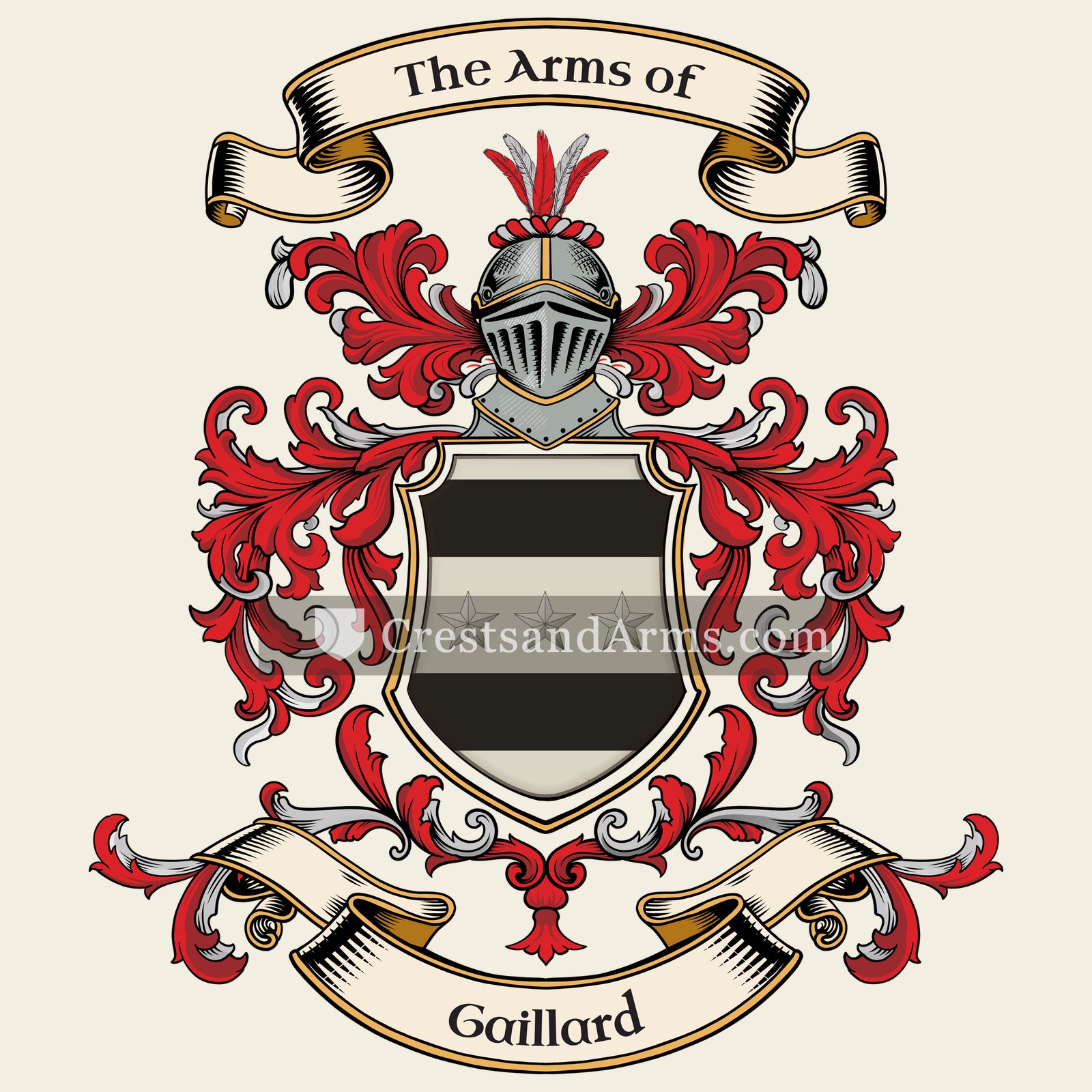 The Gaillard coat of arms, drawn from the recorded blazon