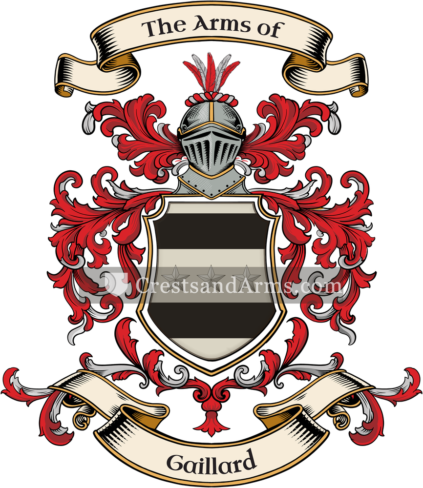 The Gaillard coat of arms, drawn from the recorded blazon