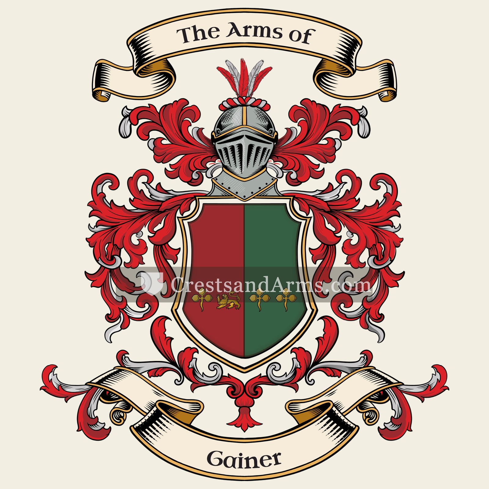 The Gainer coat of arms, drawn from the recorded blazon