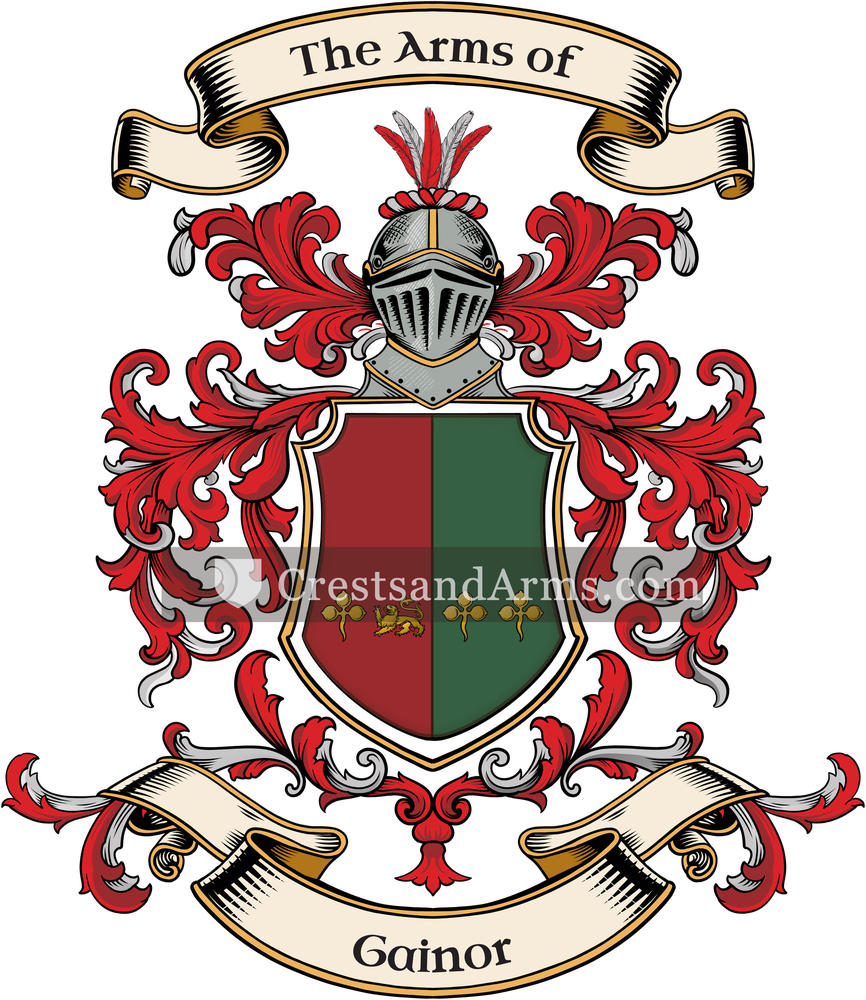 The Gainor coat of arms, drawn from the recorded blazon