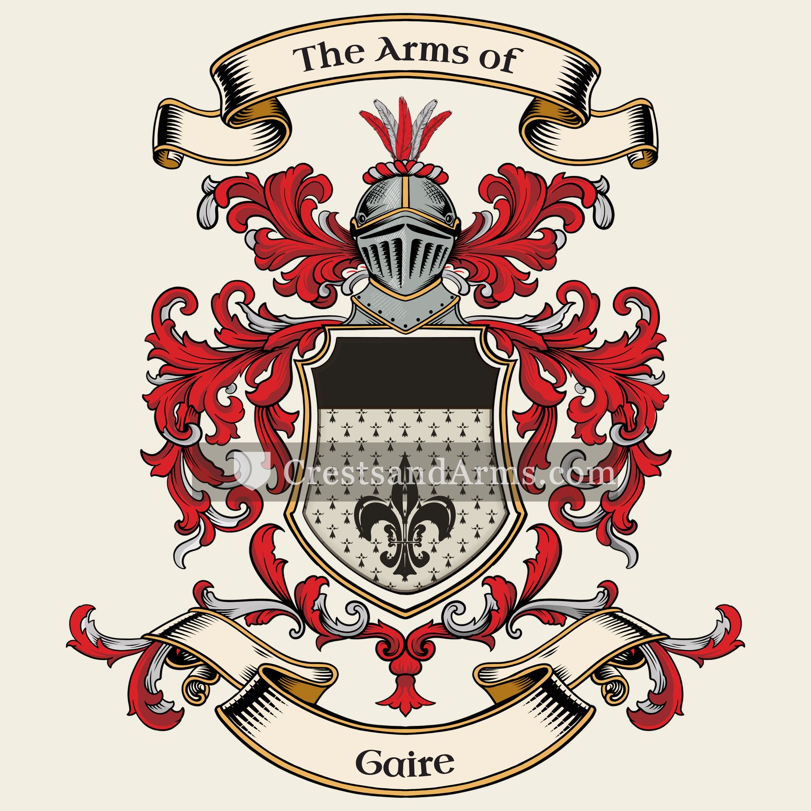 The Gaire coat of arms, drawn from the recorded blazon