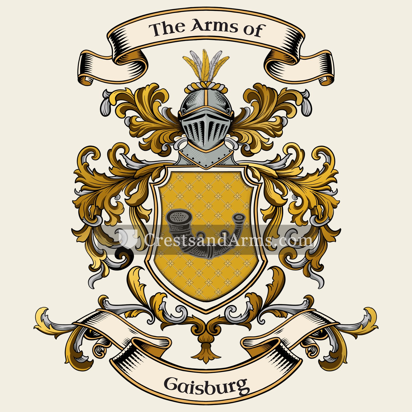 The Gaisburg coat of arms, drawn from the recorded blazon