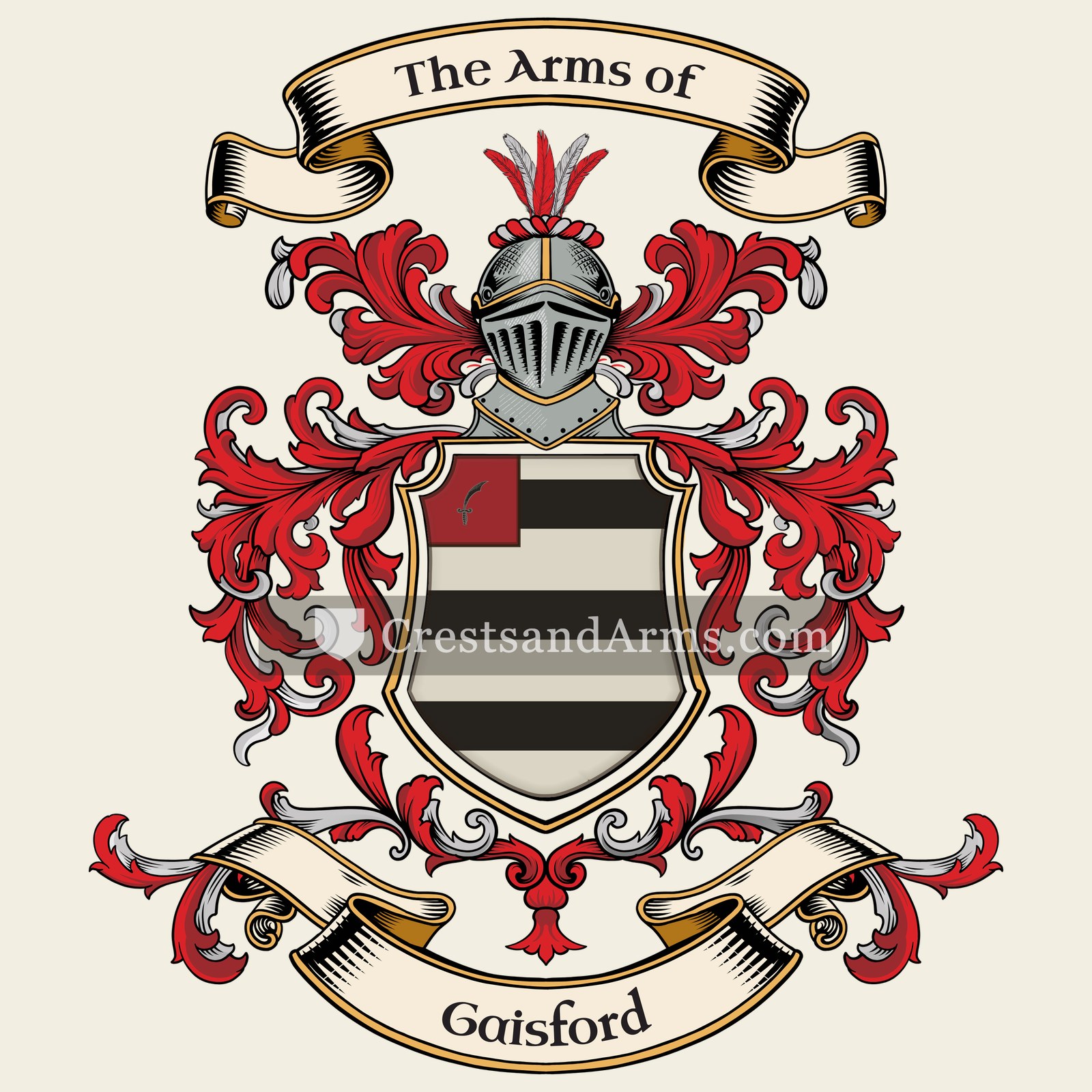 The Gaisford coat of arms, drawn from the recorded blazon
