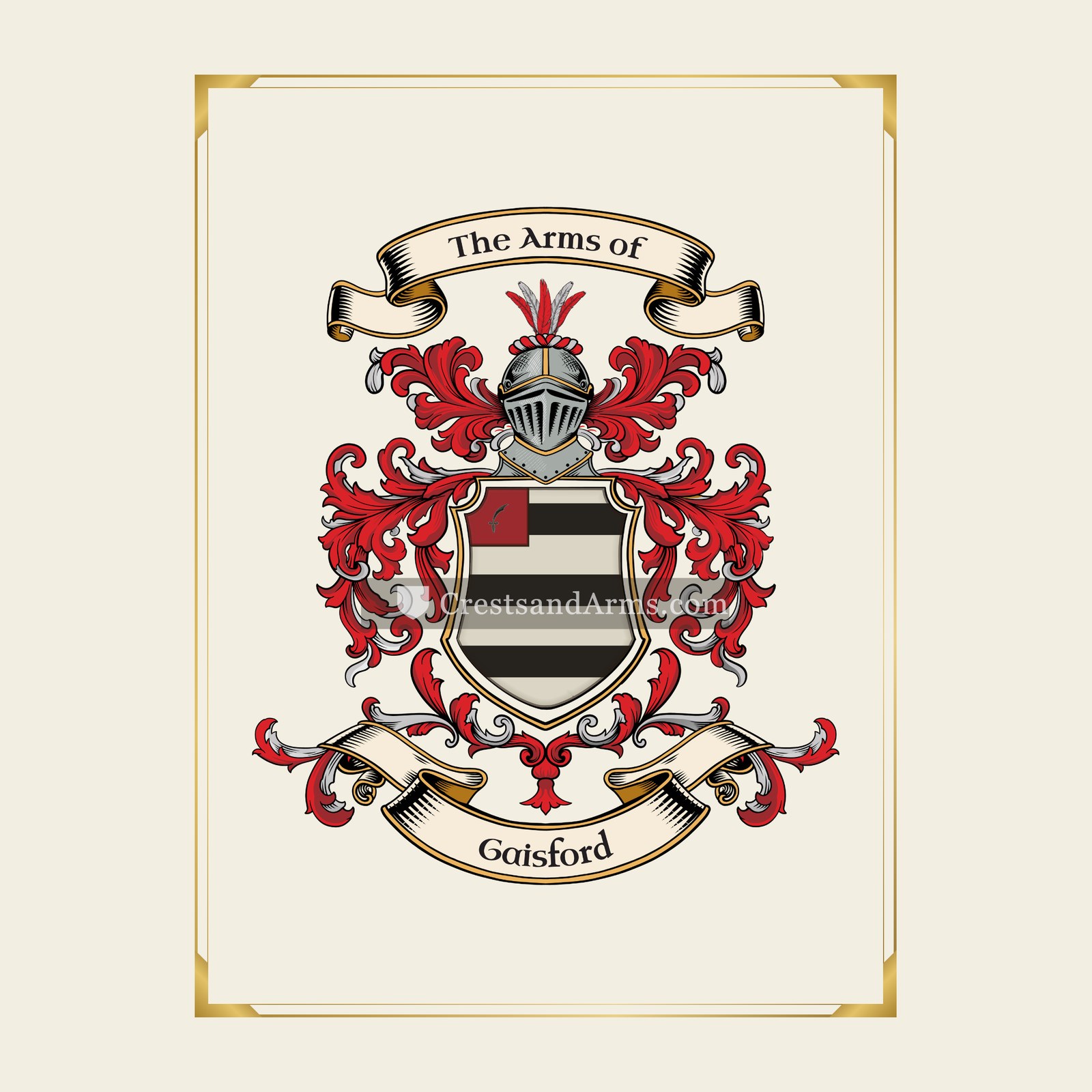 With gold border