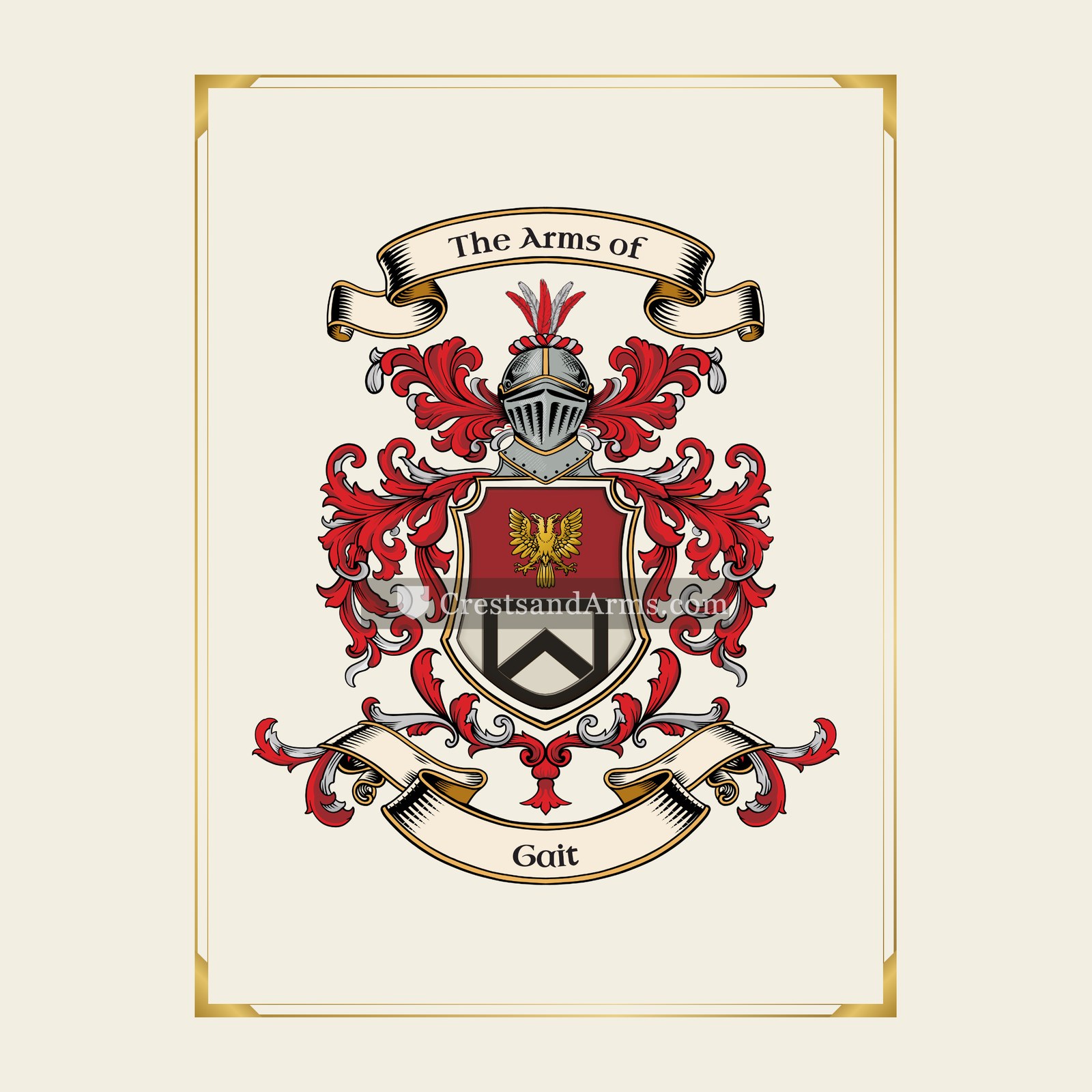 With gold border