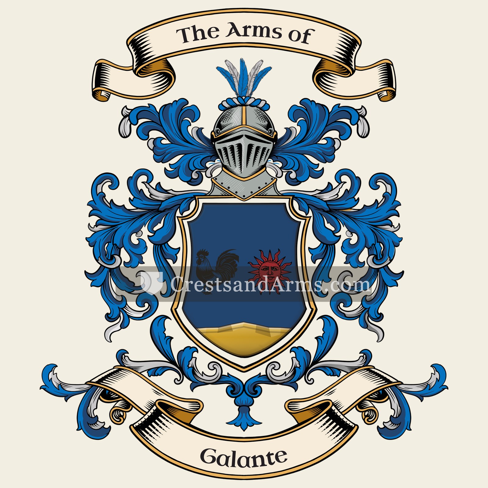 The Galante coat of arms, drawn from the recorded blazon