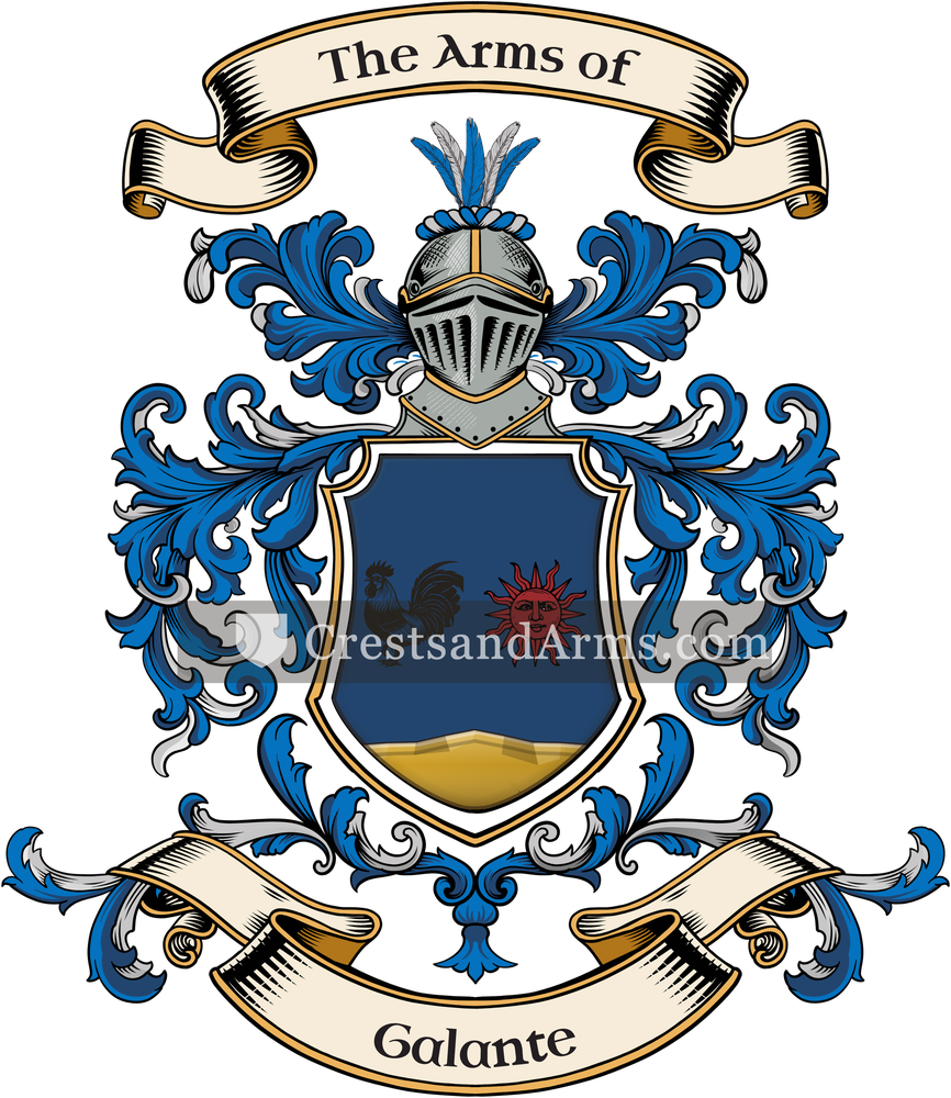 The Galante coat of arms, drawn from the recorded blazon