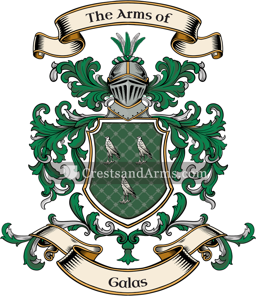 The Galas coat of arms, drawn from the recorded blazon