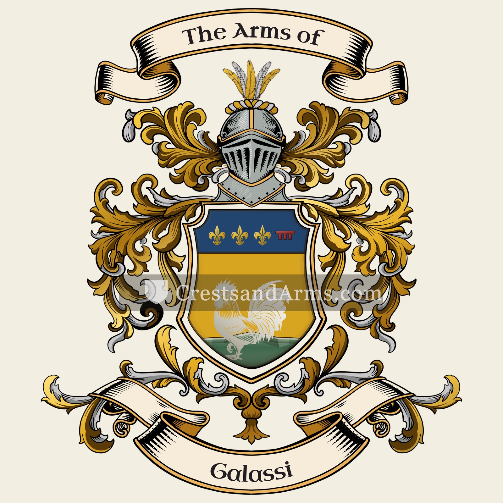 The Galassi coat of arms, drawn from the recorded blazon