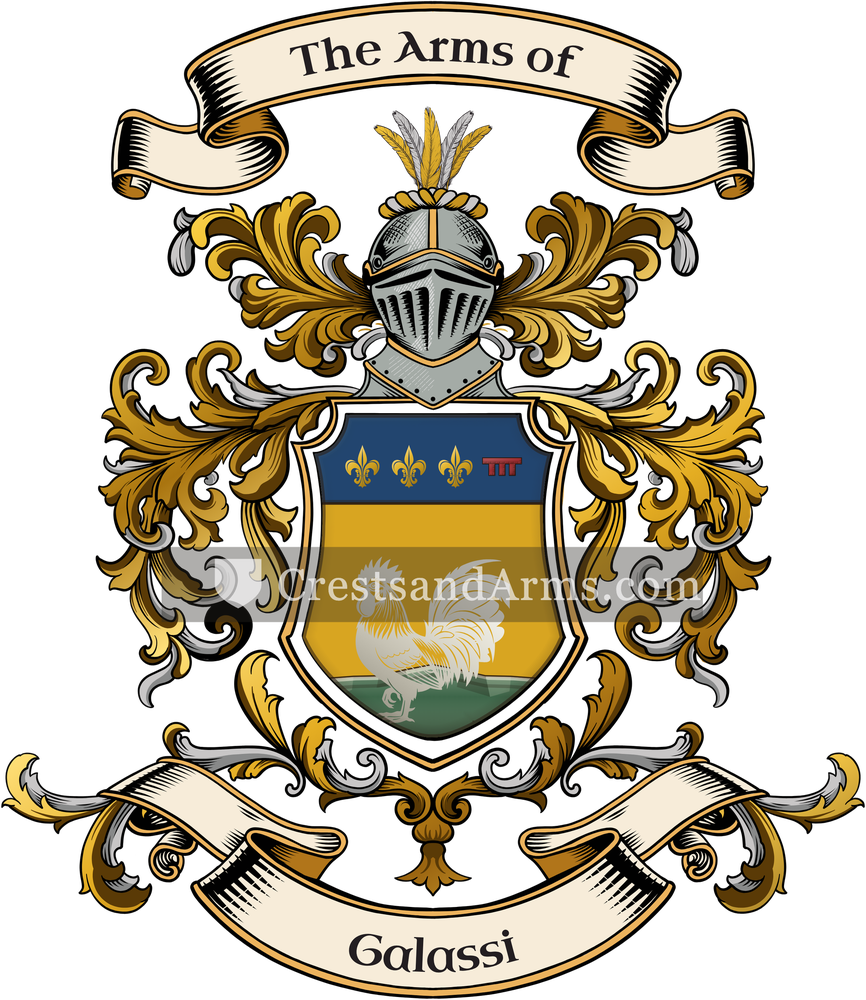 The Galassi coat of arms, drawn from the recorded blazon