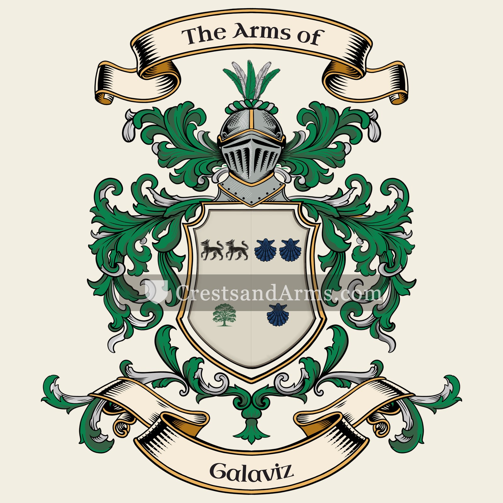 The Galaviz coat of arms, drawn from the recorded blazon