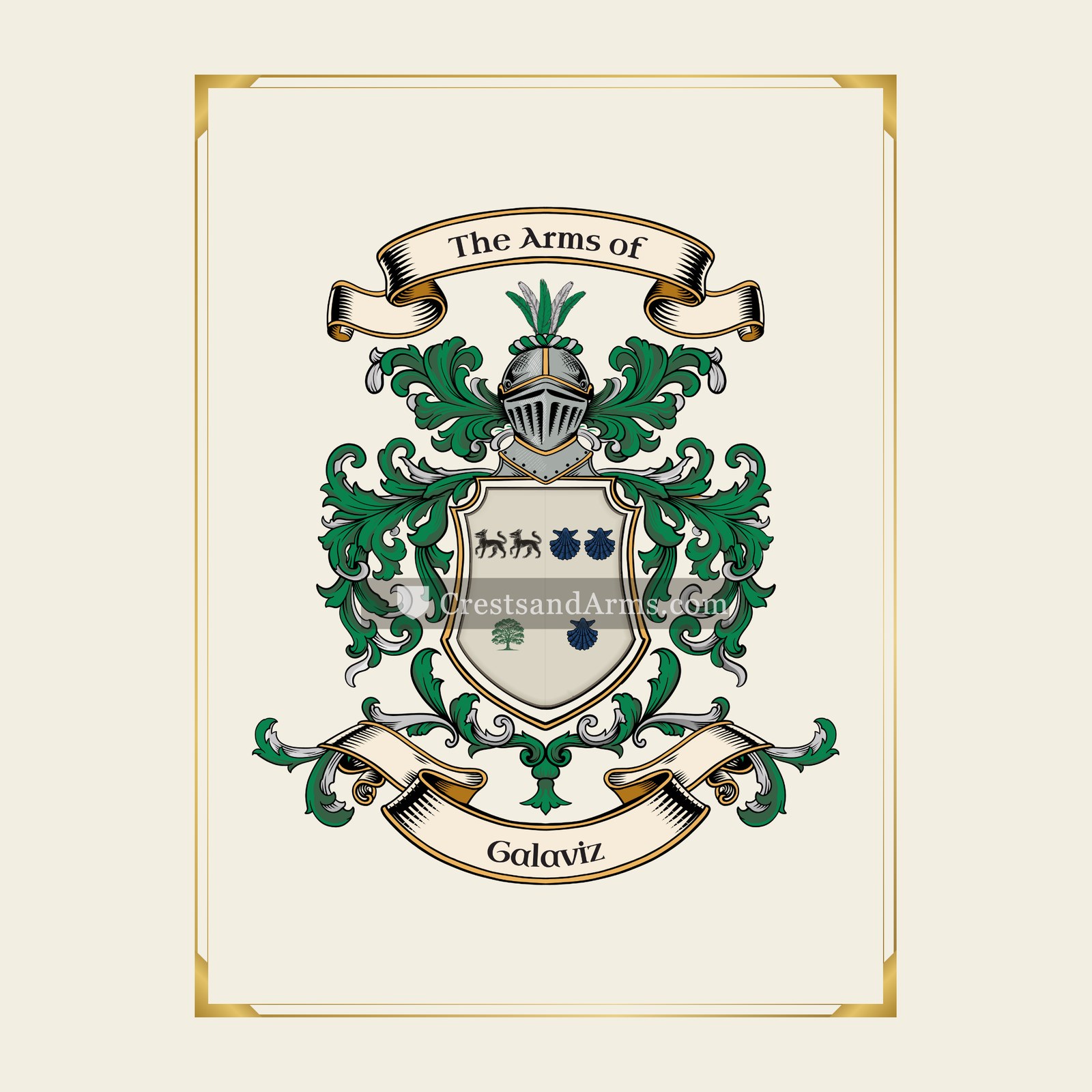 With gold border