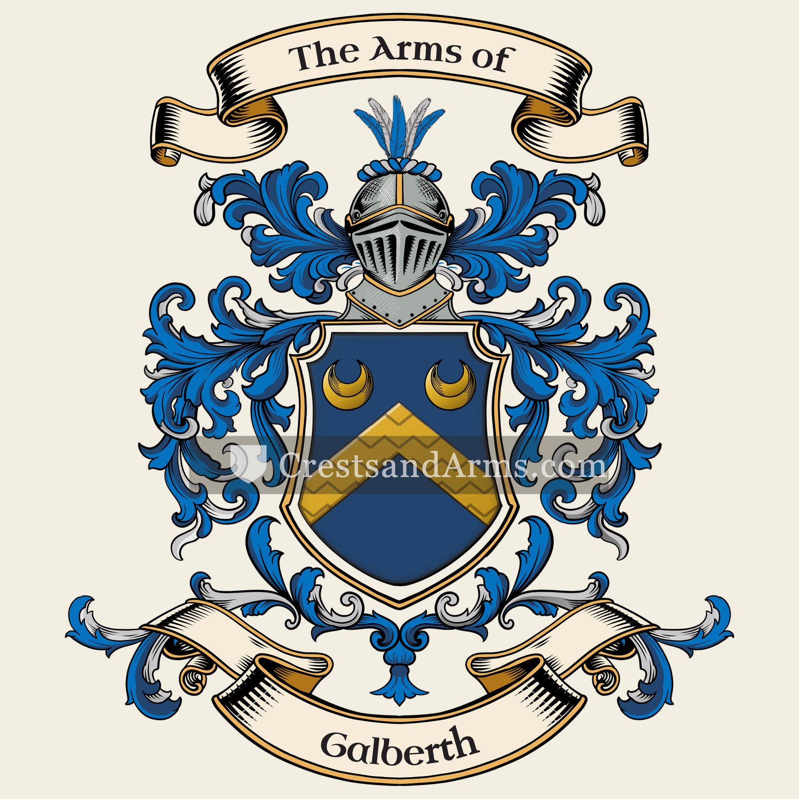 The Galberth coat of arms, drawn from the recorded blazon