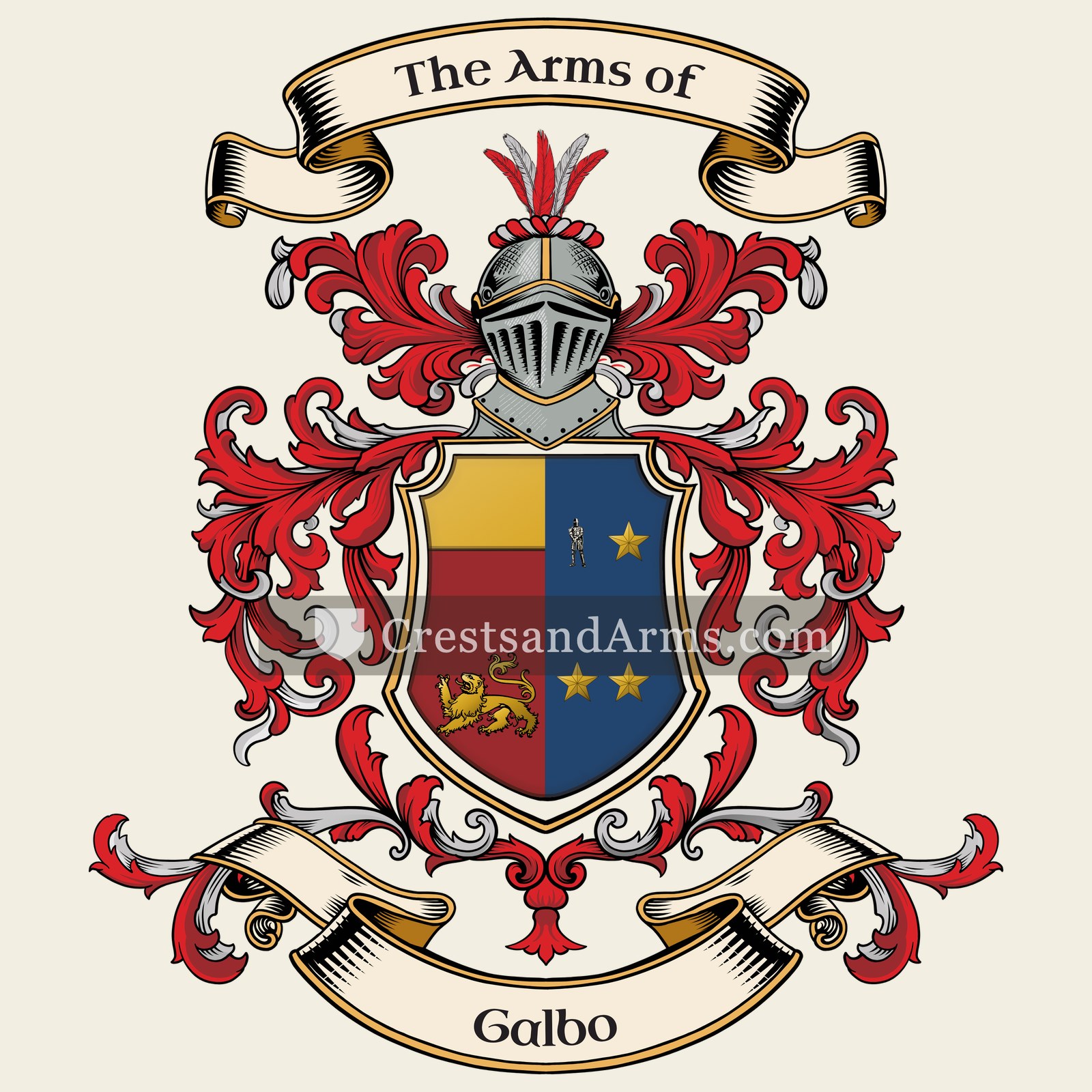The Galbo coat of arms, drawn from the recorded blazon