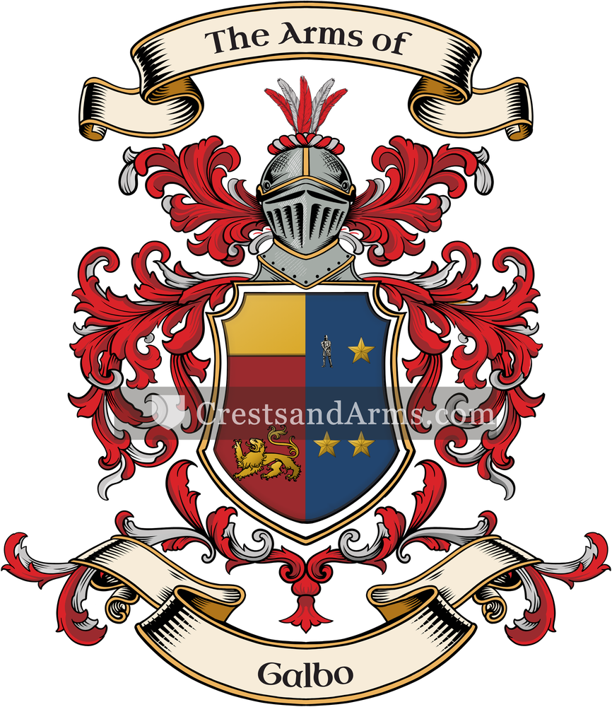 The Galbo coat of arms, drawn from the recorded blazon