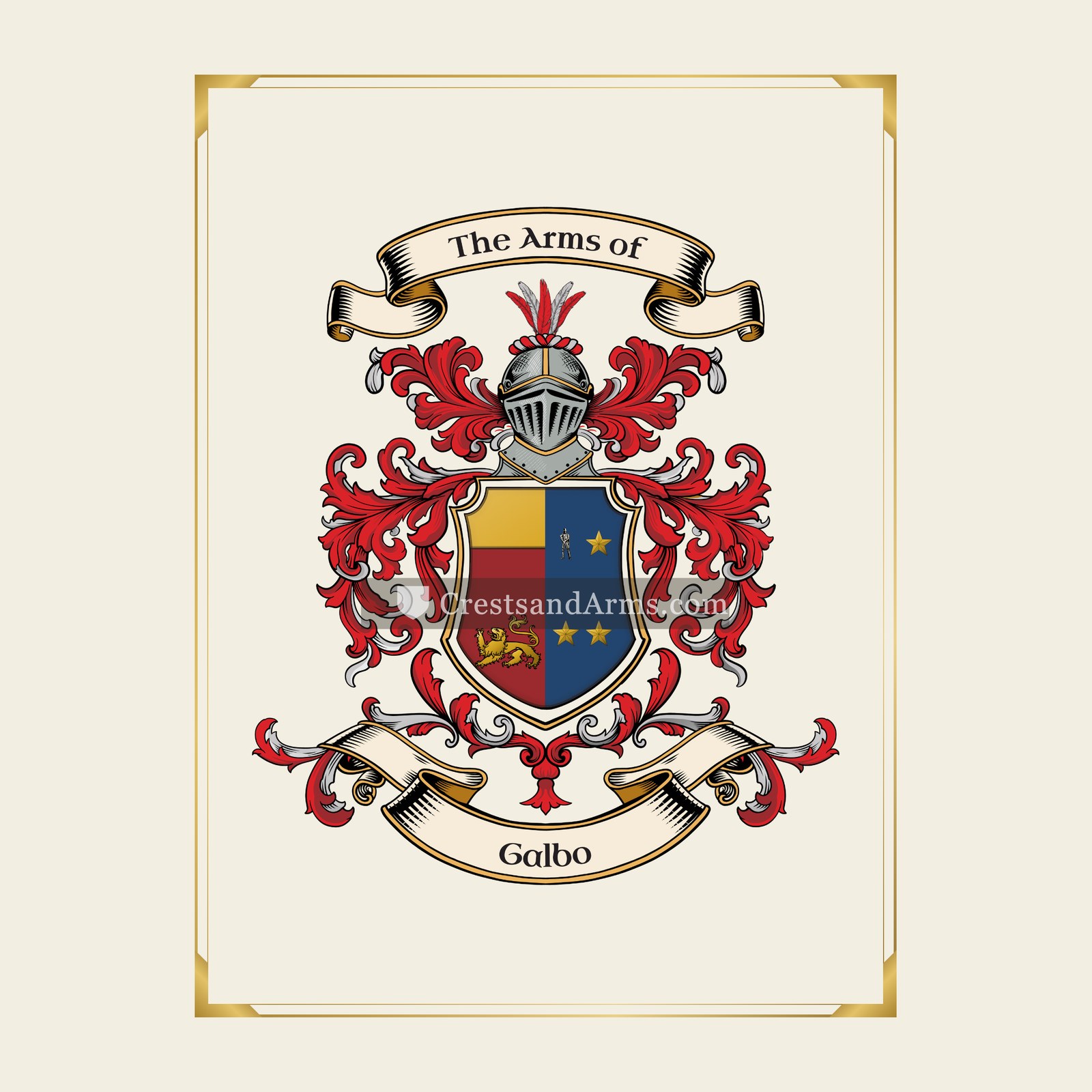 With gold border