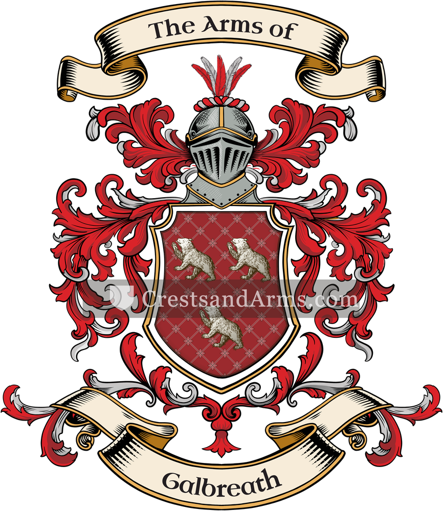 The Galbreath coat of arms, drawn from the recorded blazon