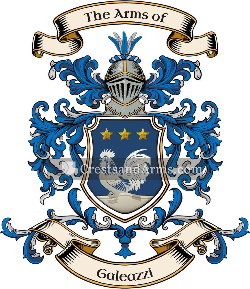 The Galeazzi coat of arms, drawn from the recorded blazon