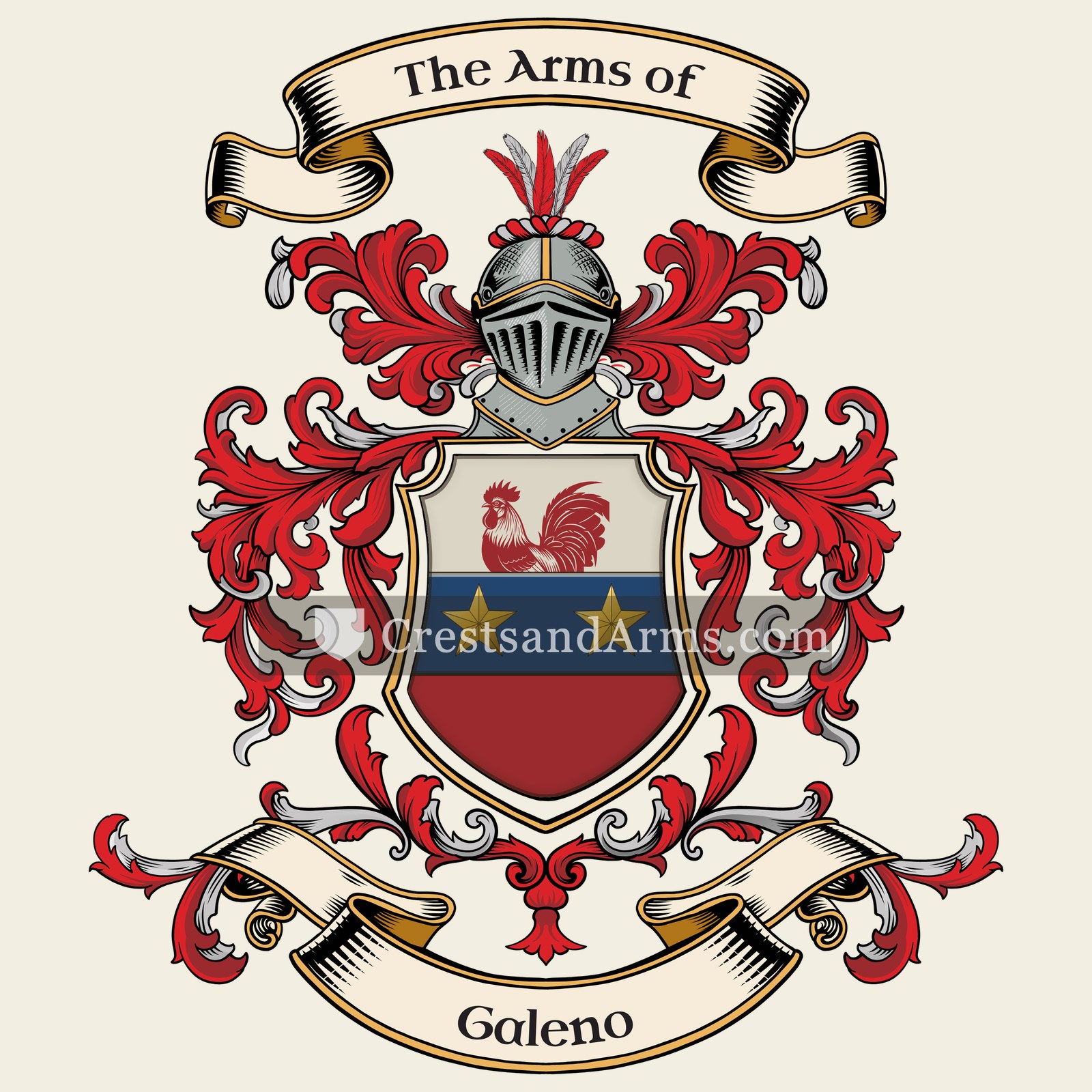 The Galeno coat of arms, drawn from the recorded blazon