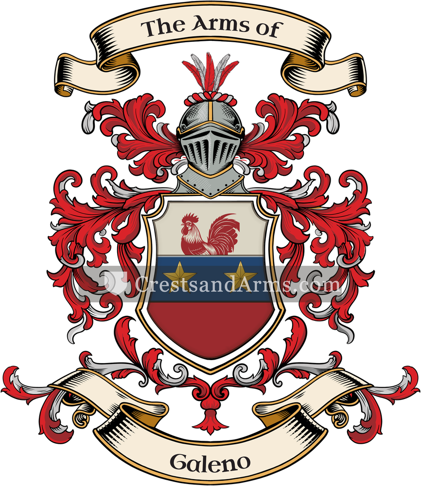 The Galeno coat of arms, drawn from the recorded blazon