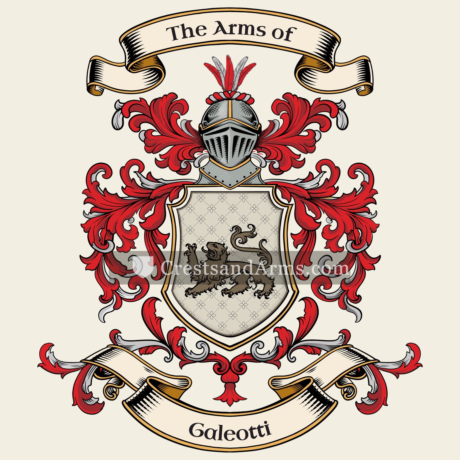 The Galeotti coat of arms, drawn from the recorded blazon