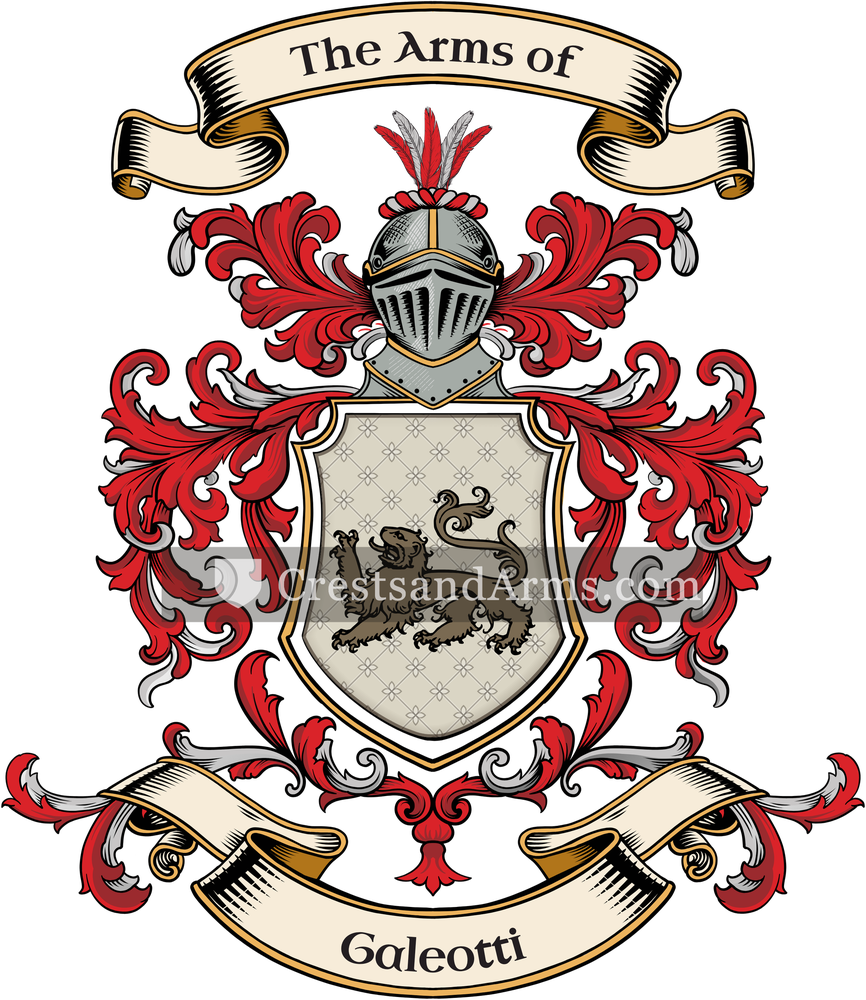 The Galeotti coat of arms, drawn from the recorded blazon