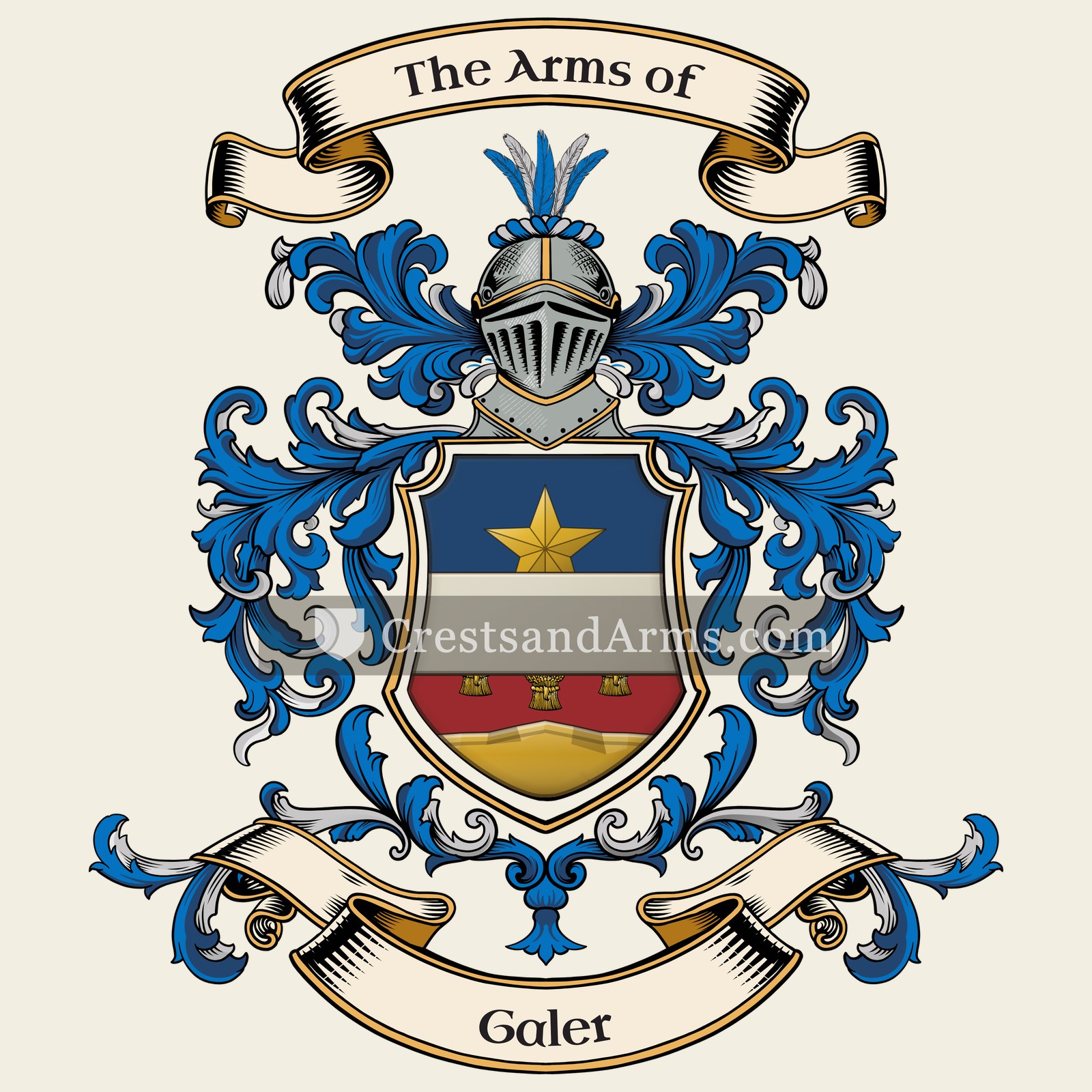 The Galer coat of arms, drawn from the recorded blazon