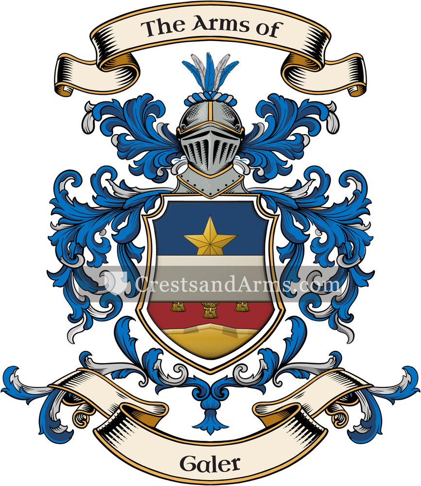 The Galer coat of arms, drawn from the recorded blazon