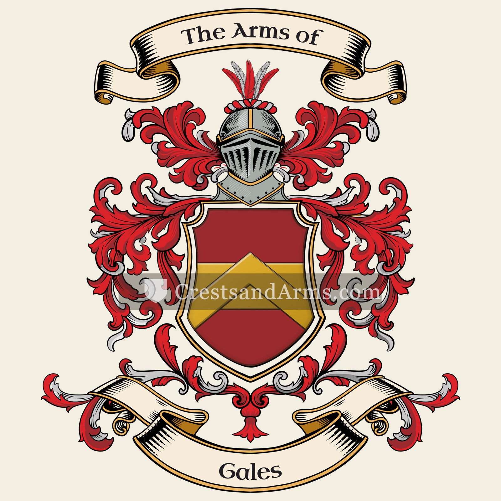 The Gales coat of arms, drawn from the recorded blazon