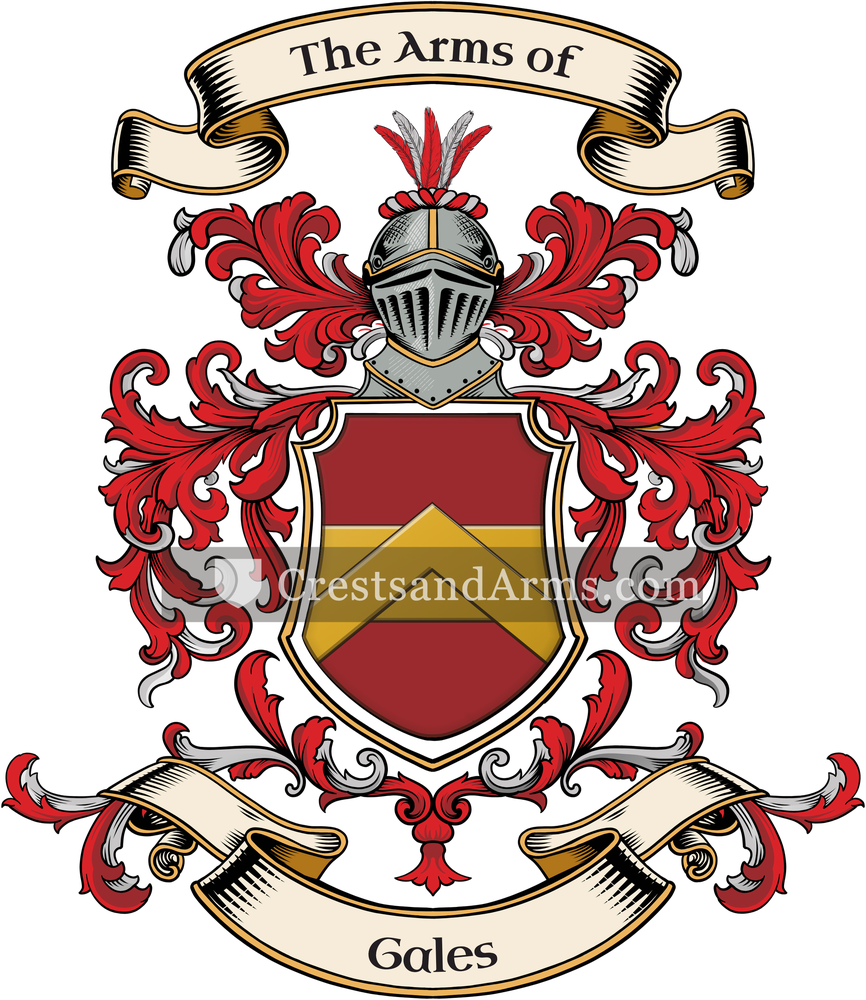 The Gales coat of arms, drawn from the recorded blazon