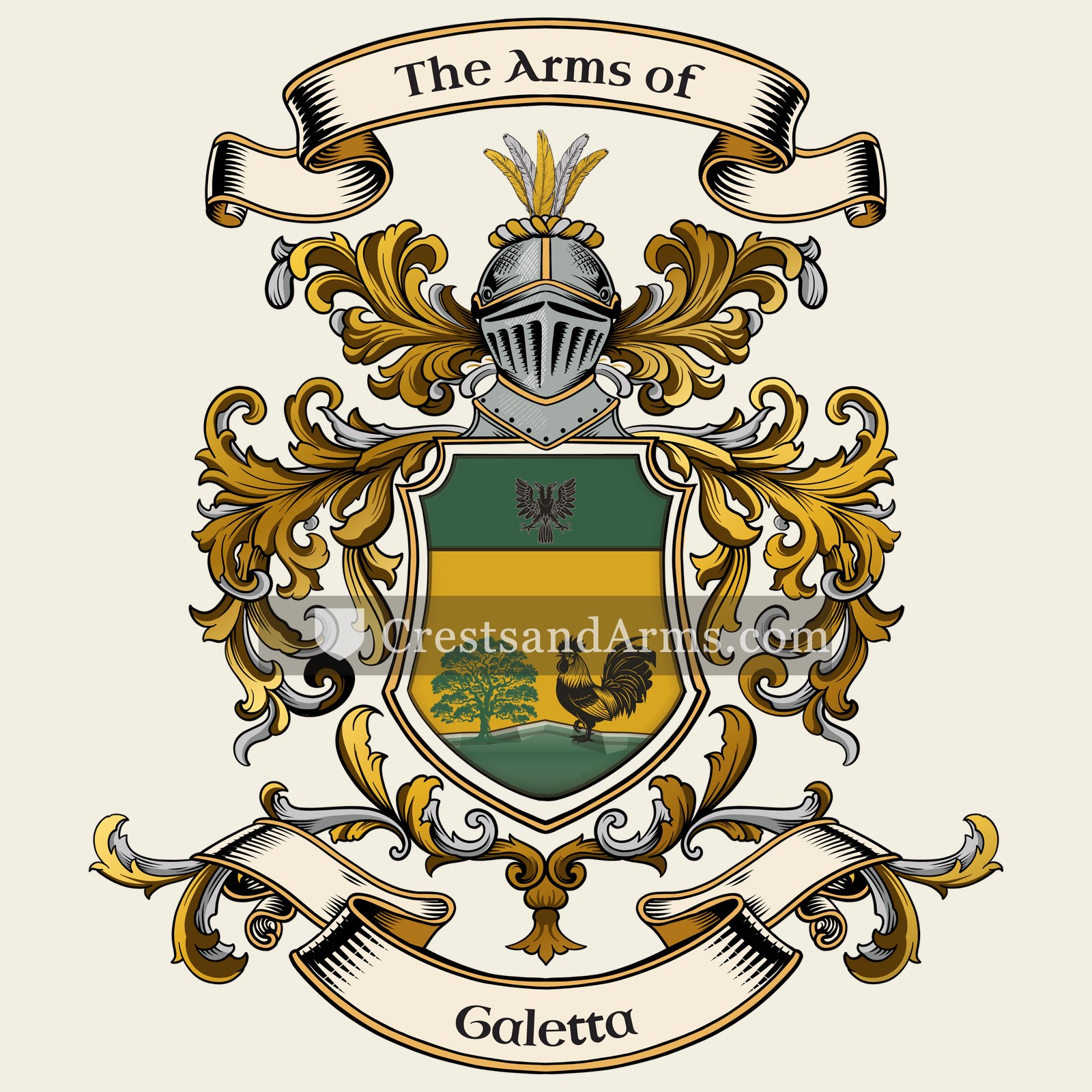 The Galetta coat of arms, drawn from the recorded blazon