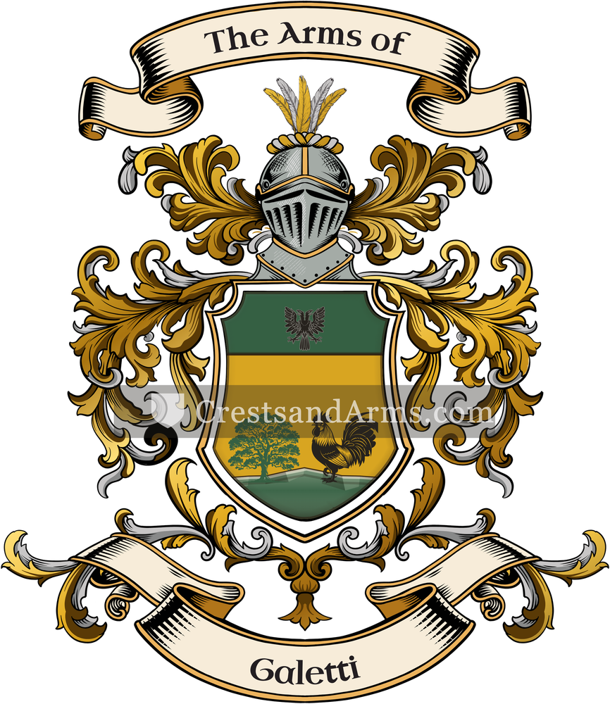 The Galetti coat of arms, drawn from the recorded blazon