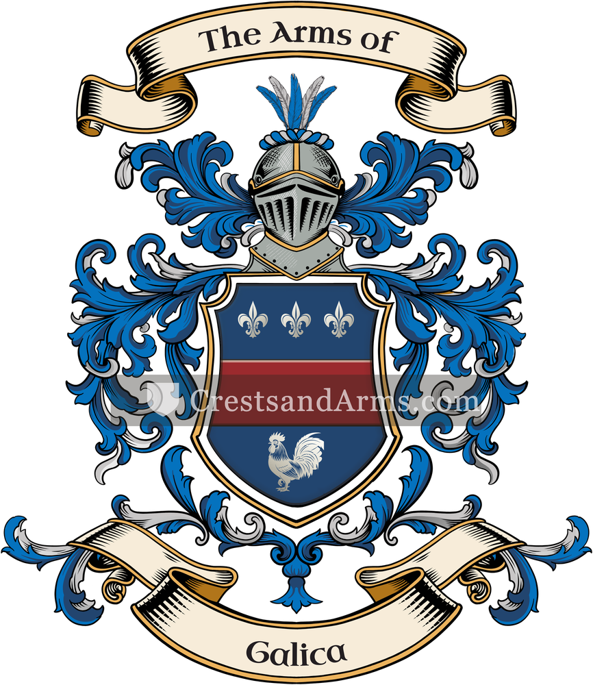 The Galica coat of arms, drawn from the recorded blazon