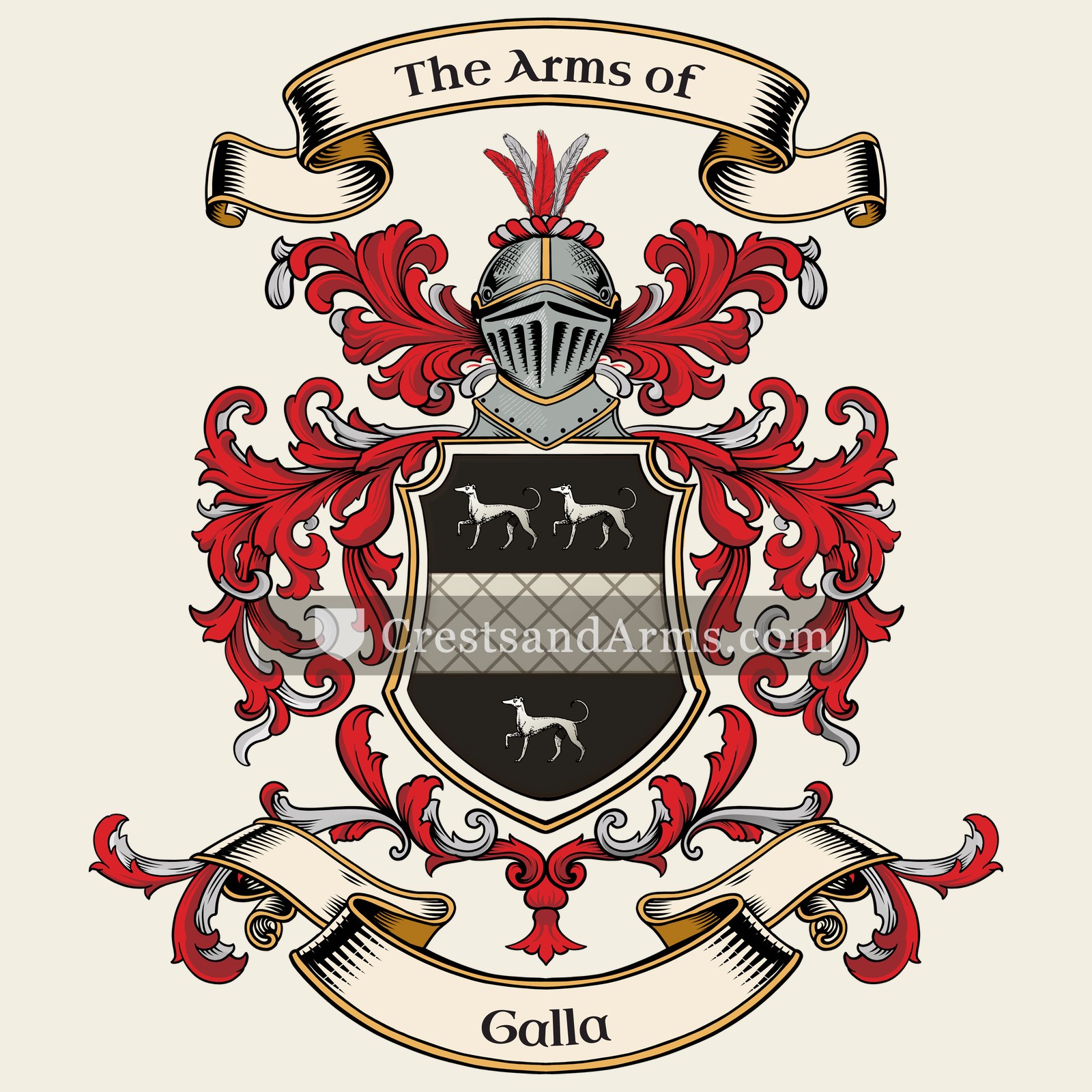 The Galla coat of arms, drawn from the recorded blazon