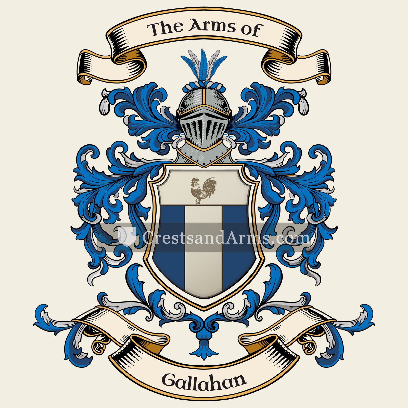 The Gallahan coat of arms, drawn from the recorded blazon