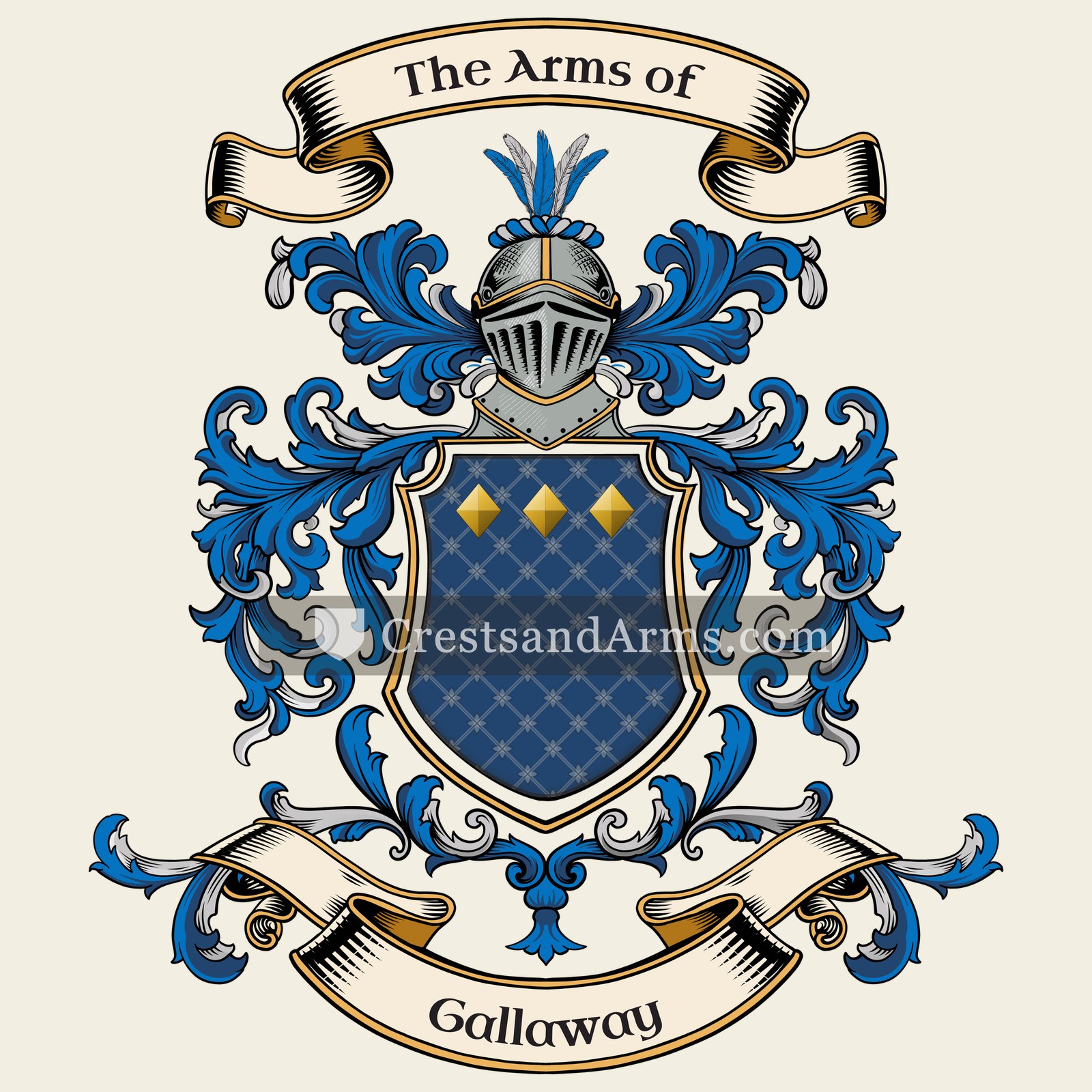The Gallaway coat of arms, drawn from the recorded blazon
