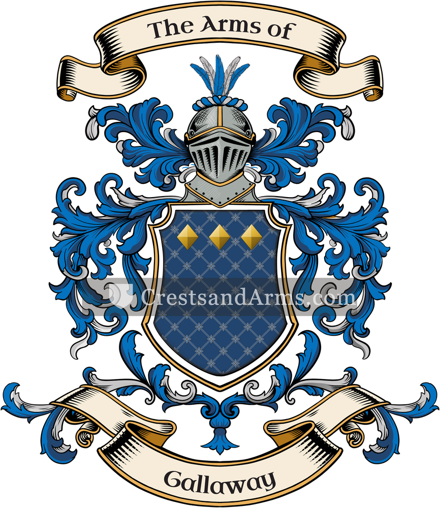 The Gallaway coat of arms, drawn from the recorded blazon