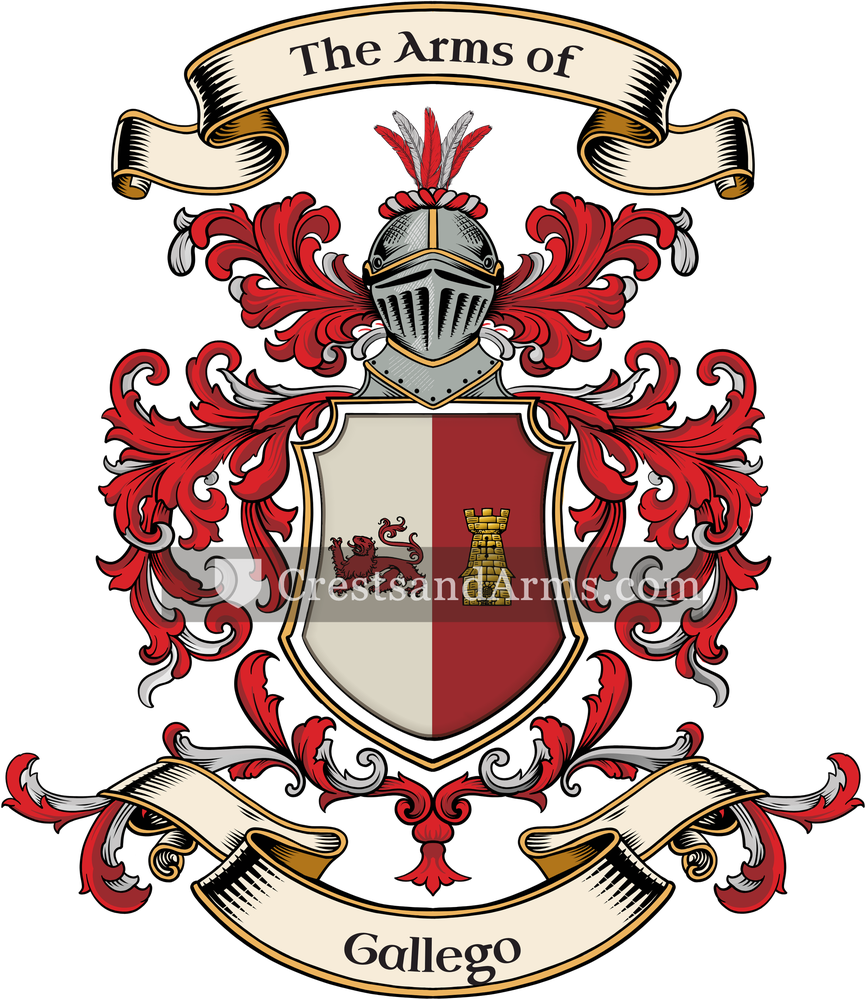 The Gallego coat of arms, drawn from the recorded blazon