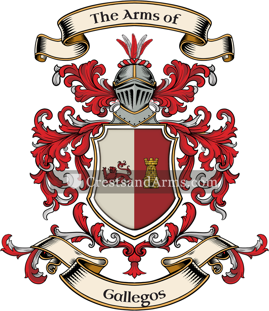 The Gallegos coat of arms, drawn from the recorded blazon