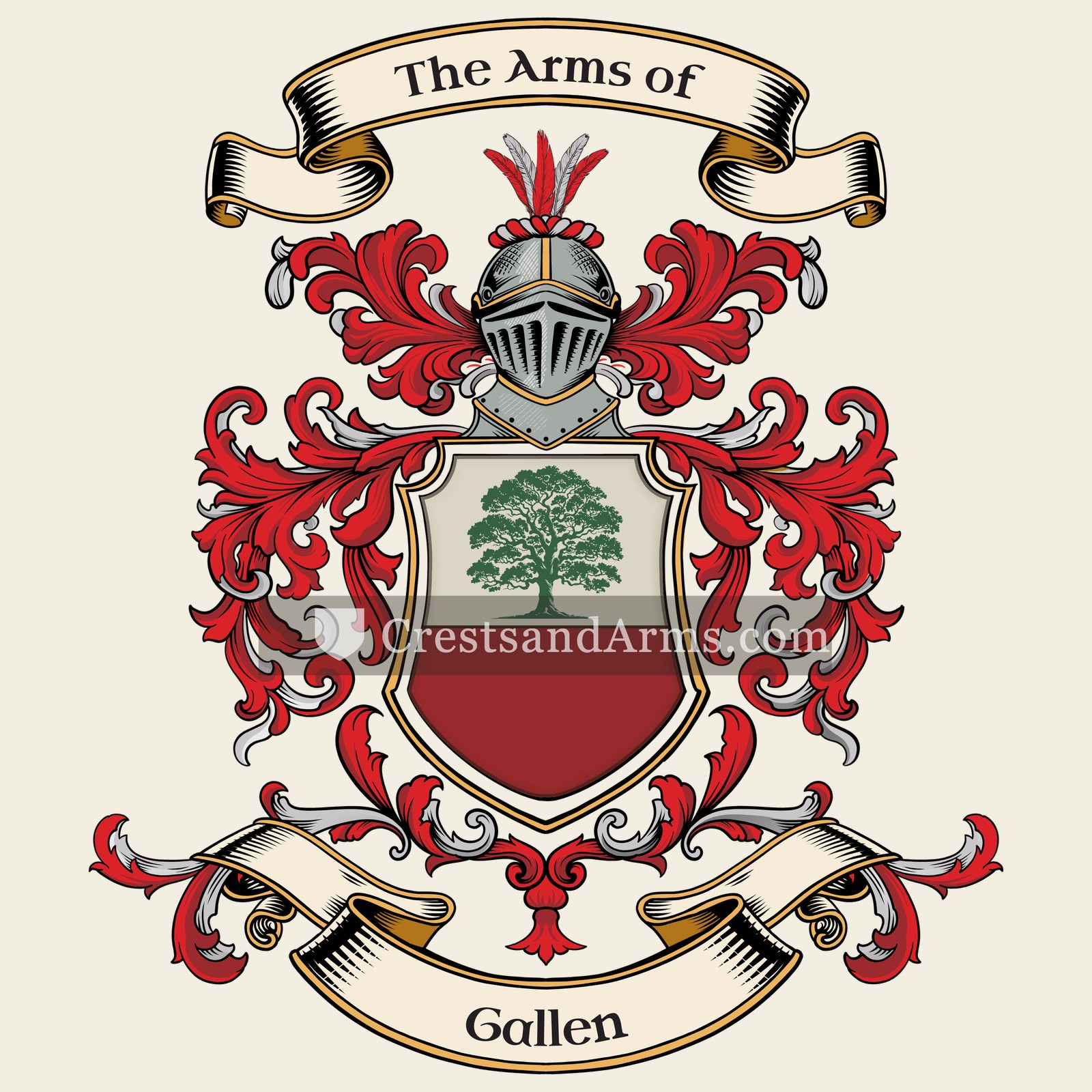 The Gallen coat of arms, drawn from the recorded blazon
