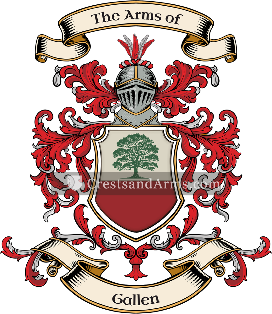 The Gallen coat of arms, drawn from the recorded blazon