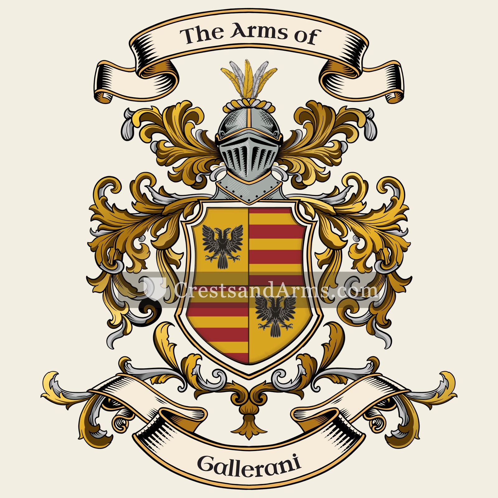 The Gallerani coat of arms, drawn from the recorded blazon